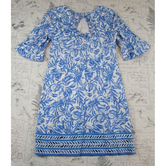 EUC Lilly Pulitzer Resort Fiesta Crab/Lobster Stretch Poplin Resort Mini Dress 2 - Picture 9 of 12